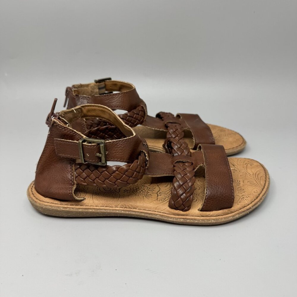 Bøc Sandals Shoes Womens Small Braided Strap Comfort Zip Buckle Floral Sole 6M